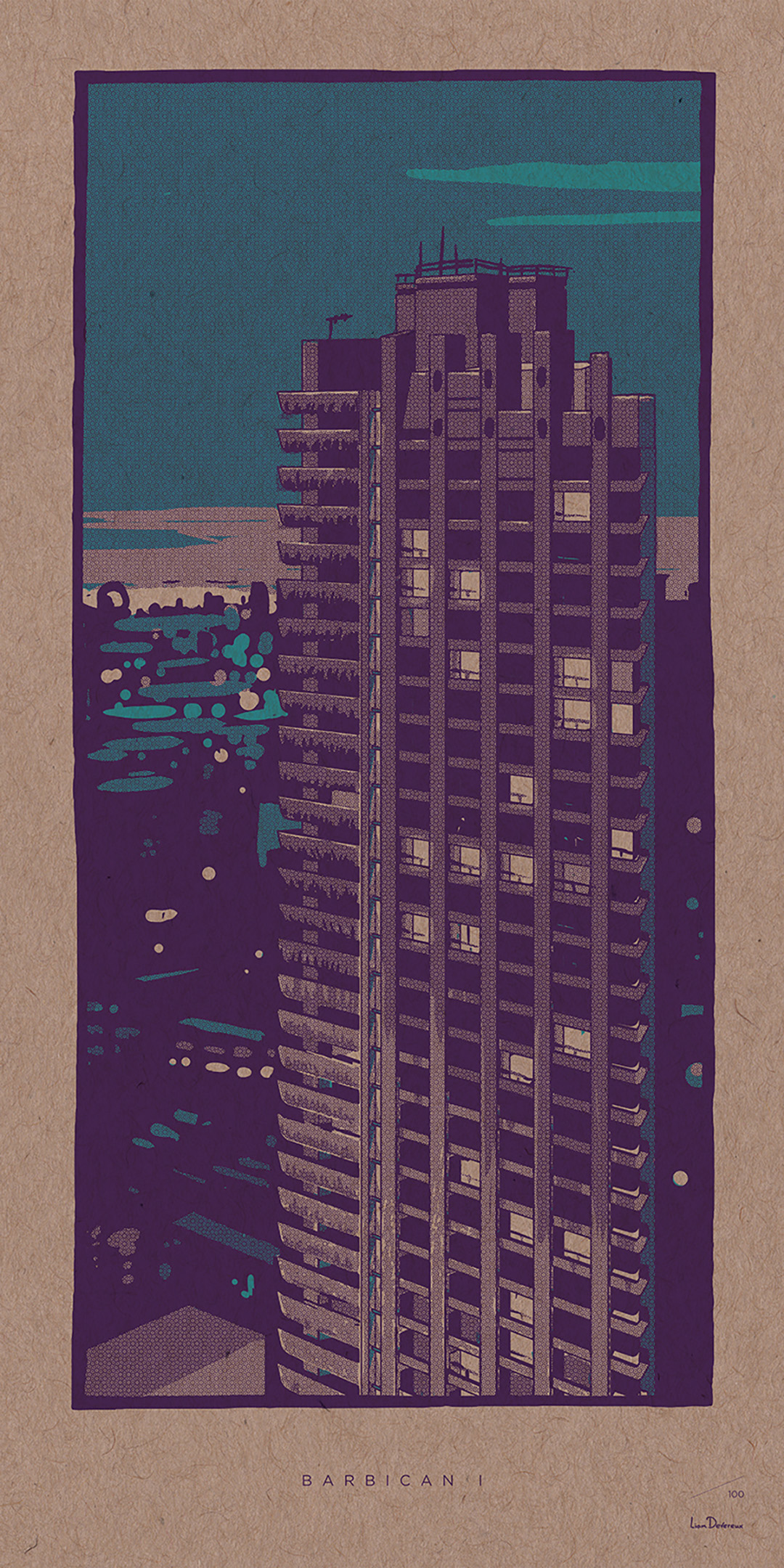 Barbican I - Liam Devereux | 30x60mm Giclee print on 450mic recycled Kraft card