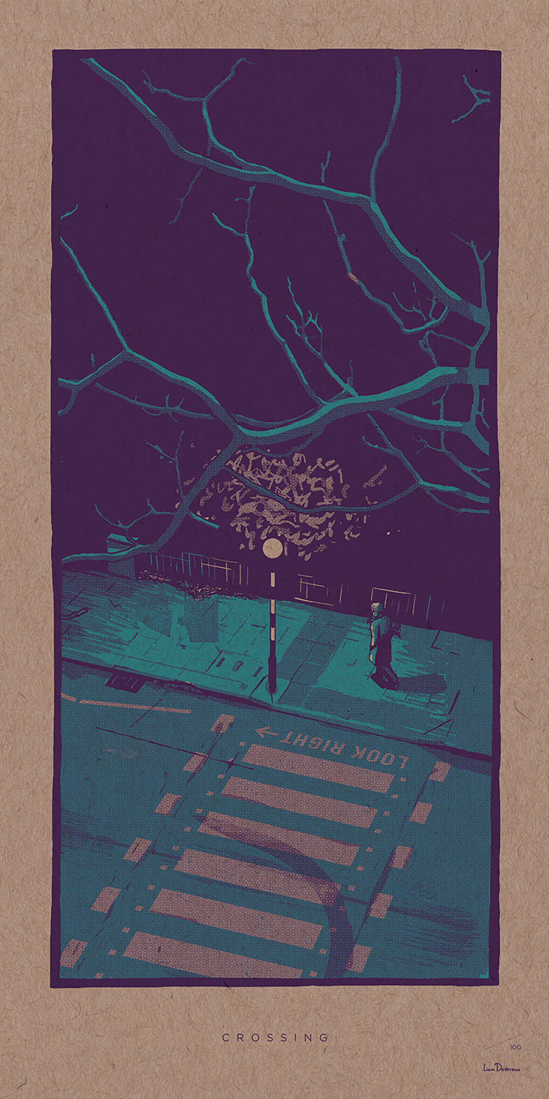 Crossing - Liam Devereux | 30x60mm Giclee print on 450mic recycled Kraft card